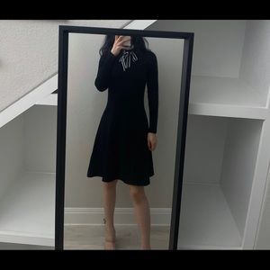 Sandro ruffled neck black dress